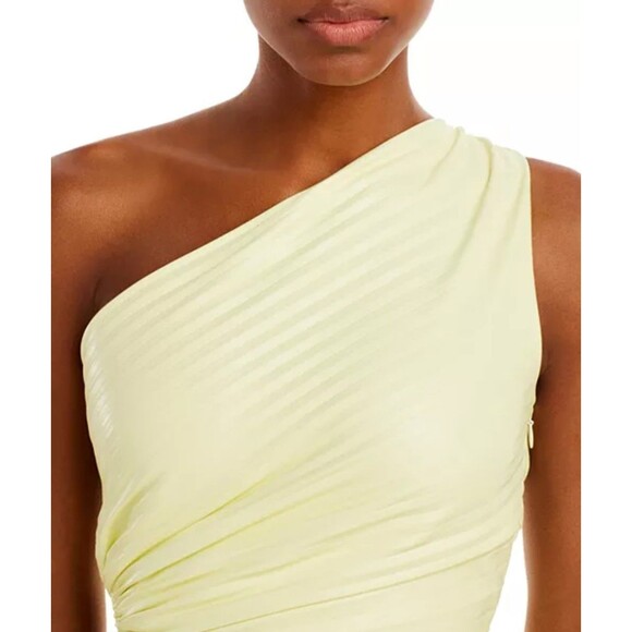 A.L.C. Delfina Faux Leather Pleated Dress One Shoulder Formal Gala Sz 8 ALC - Picture 5 of 9